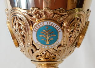 Solid silver gilt antique French Gothic Chalice.
